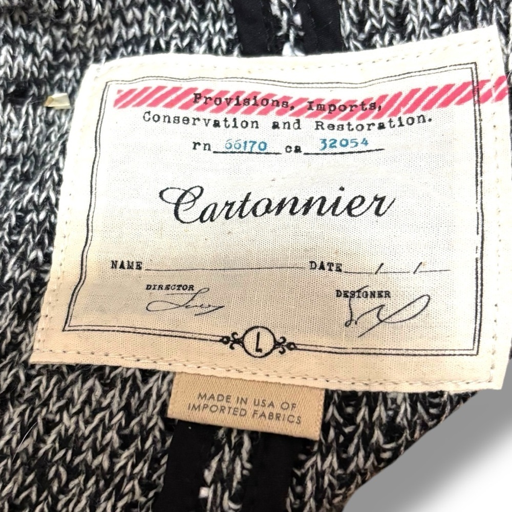 Cartonnier Anthropologie Black White Cream Knitted Open Blazer Cardigan Large - Picture 8 of 10